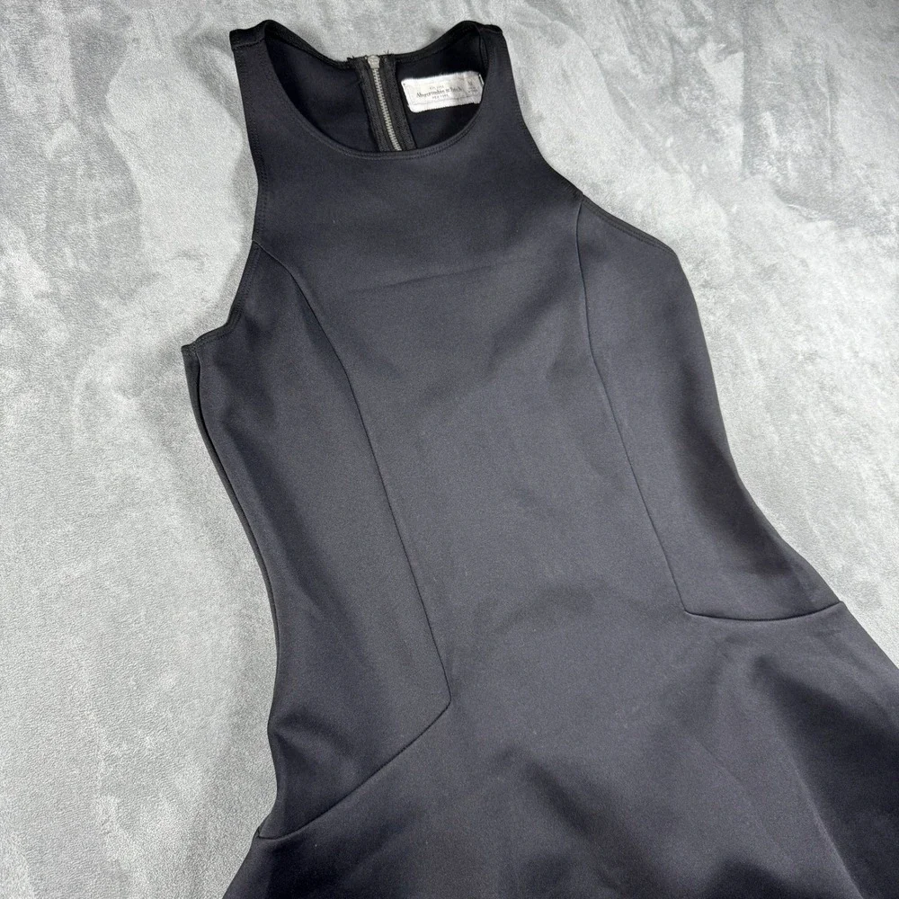 Abercrombie & Fitch Black Fit and Flare Scuba‎ Dress Medium Racerback Zip Back